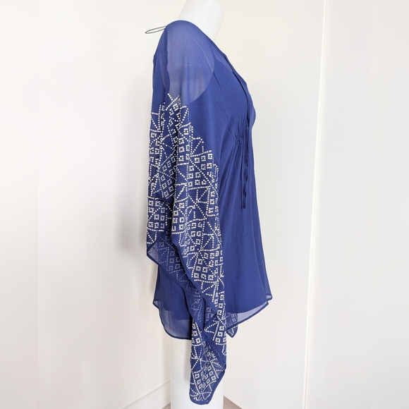 TWELFTH STREET BY CYNTHIA VINCENT Violet Blue Tunic W/ Silver-Tone Detail; SizeS - Picture 4 of 16